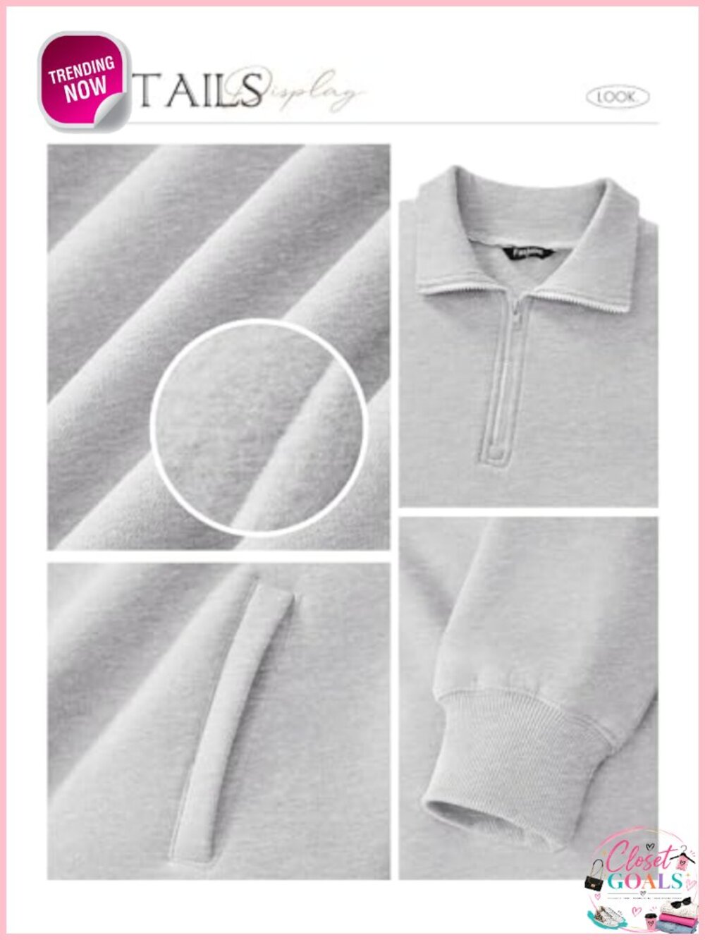 Women's Oversized Half Zip Fleece Sweatshirt Pullover with Pockets - Picture 4 of 6